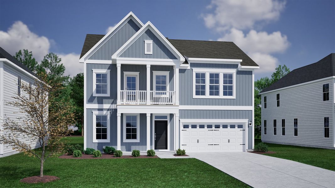 Representative exterior photo of a completed home built from the Edisto - Vanguard Collection by Mungo Homes in Lilah Grove, Summerfield, NC (Image 13).