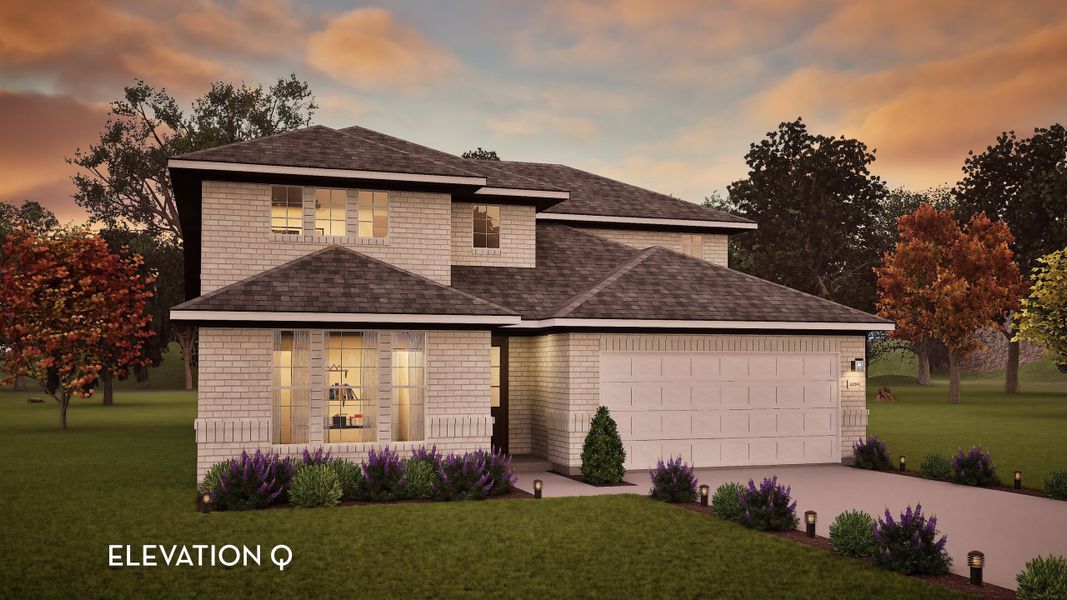 Front exterior of a new home in Green Meadows, Celina, TX, highlighting curb appeal (Image 1). Front exterior of a new home in Green Meadows, Celina, TX, highlighting curb appeal (Image 1).