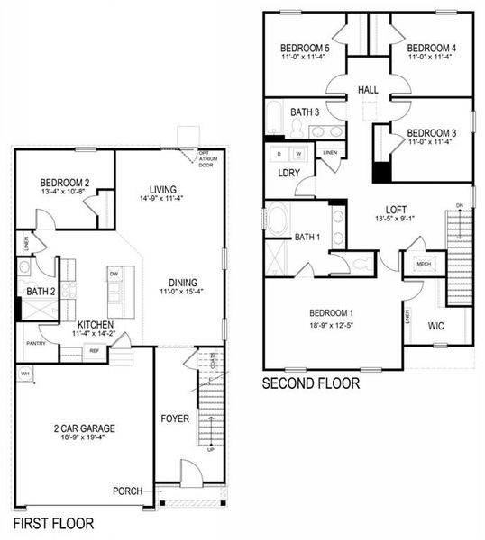 2D floor plan layout of this home in Rolling Meadows, Jasper, GA (Image 2).
