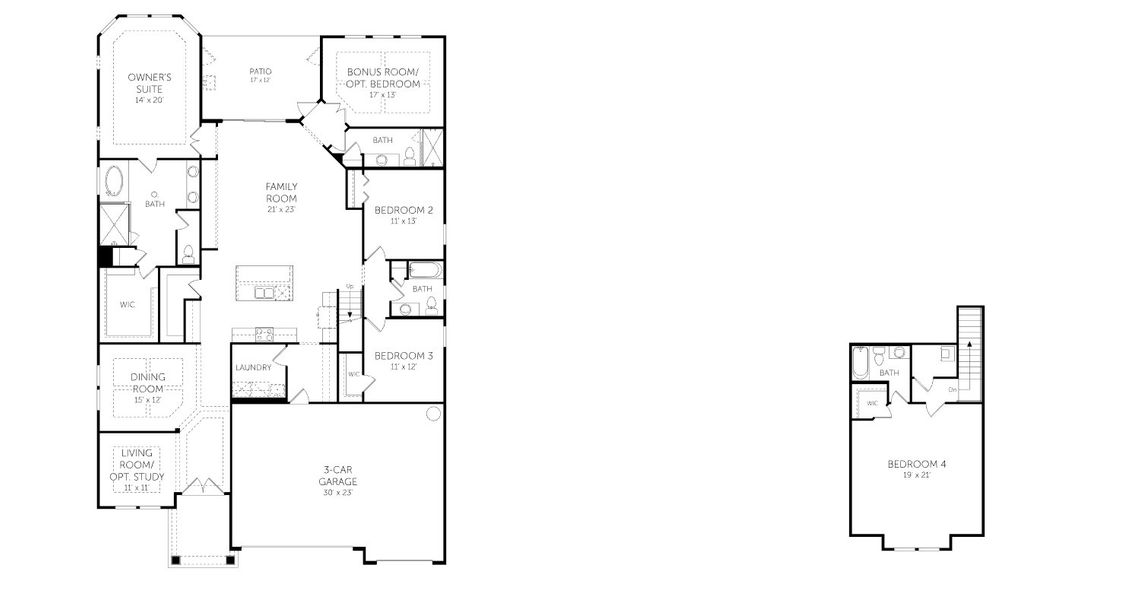 2D floor plan layout for the Boca II - 60' Homesites by Dream Finders Homes in Seminole Trace - Single Family Homes, Palm Coast, FL (Image 3).