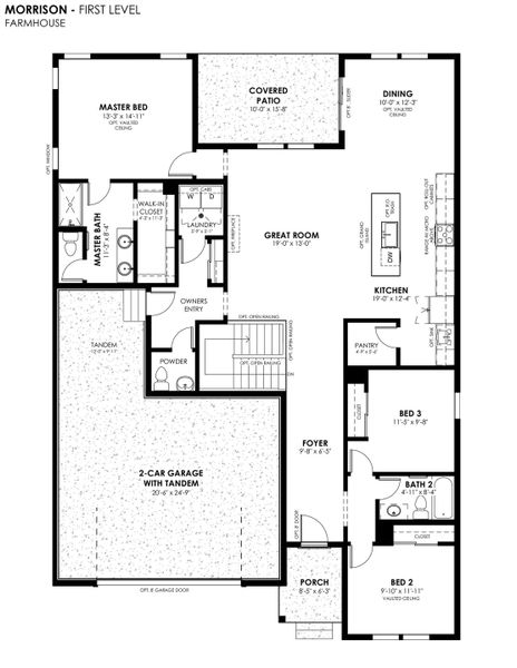 2D floor plan layout for the Morrison by Hartford Homes in Trailside, Timnath, CO (Image 4).