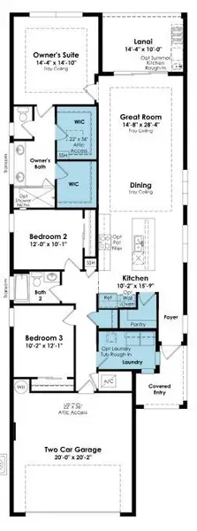 2D floor plan layout of this home in PGA Village Verano, Port St. Lucie, FL (Image 4).