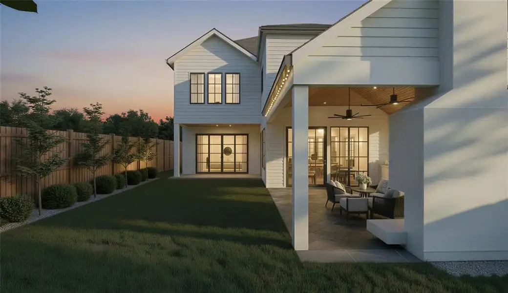 Rendering: Large backyard dusk