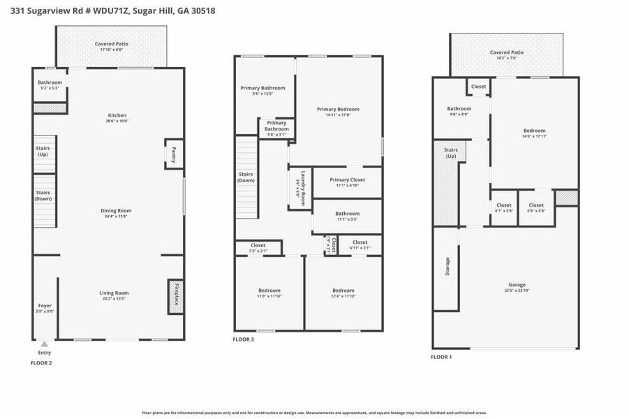 2D floor plan layout of this home in Skyview On Broad, Sugar Hill, GA (Image 3). 2D floor plan layout of this home in Skyview On Broad, Sugar Hill, GA (Image 3).