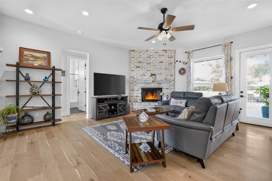 Whitewashed wood burning fireplace Whitewashed wood burning fireplace