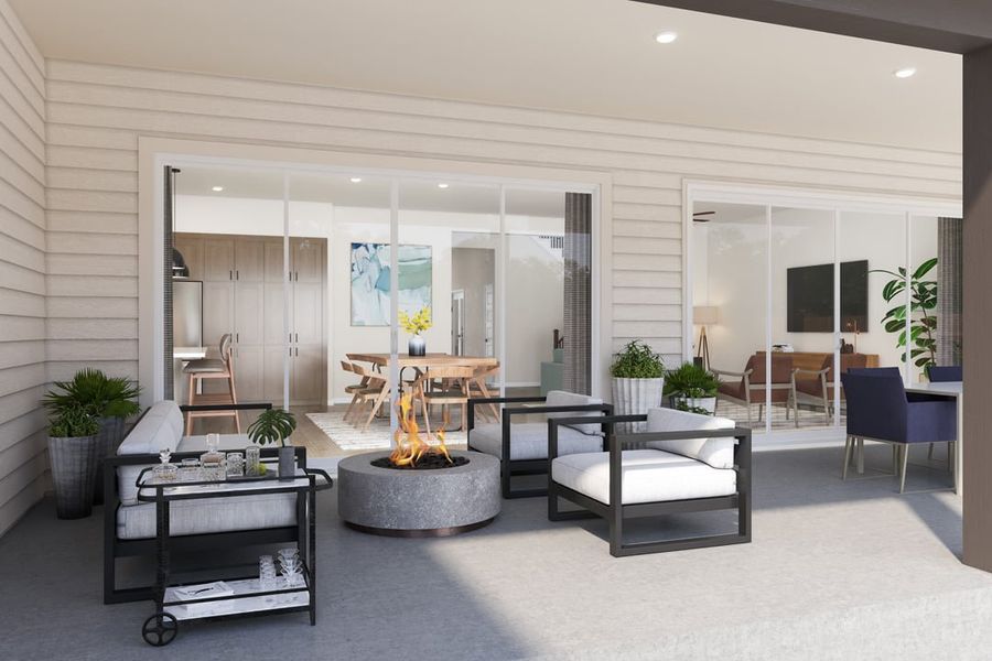 Exterior details and patio area of a home in Capitol Collection at Lariat, Liberty Hill (Image 3).