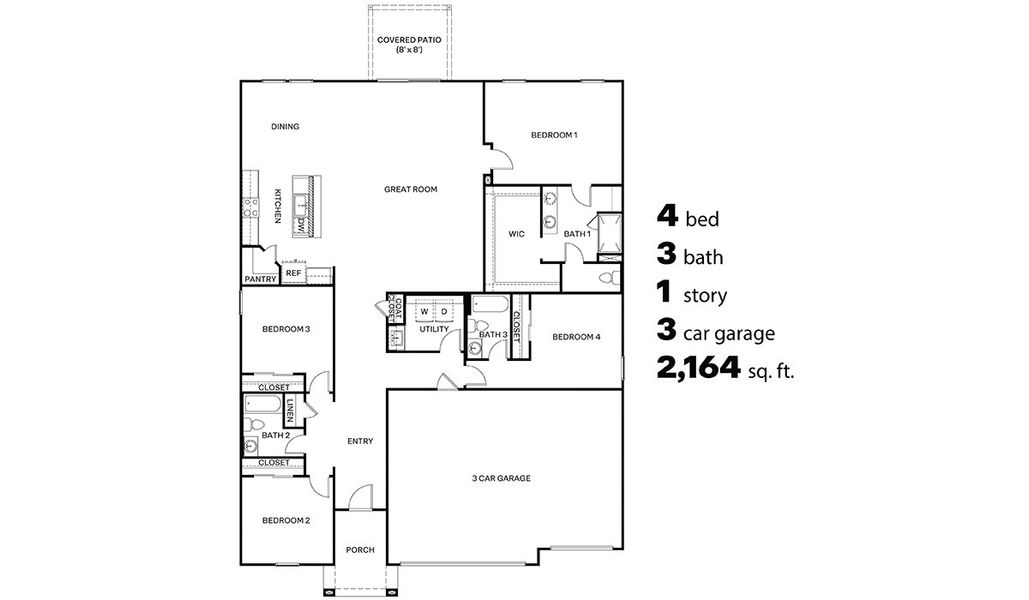 2D floor plan layout for the Eureka - A50E by D.R. Horton in Entrada Del Toro at Rancho Sahuarita, Sahuarita, AZ (Image 3).