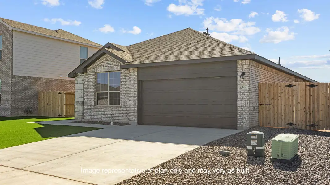 Front exterior of a new home in Overlook West, Wolfforth, TX, highlighting curb appeal (Image 2). Front exterior of a new home in Overlook West, Wolfforth, TX, highlighting curb appeal (Image 2).