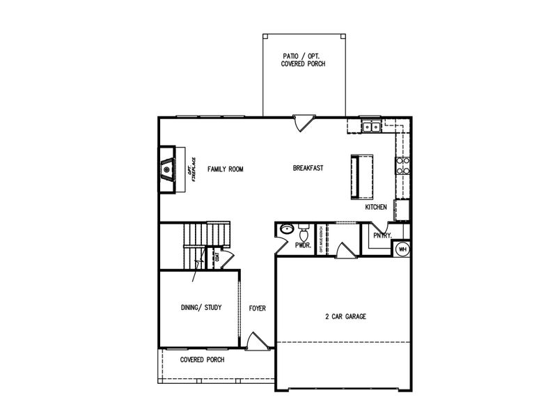 2D floor plan layout for the The Preston by My Home Communities in Ellington Farms, Statham, GA (Image 3).
