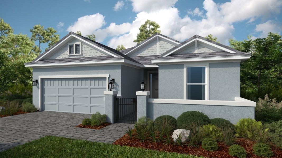 Representative exterior photo of a completed home built from the Monte by Taylor Morrison in Esplanade at McKinnon Groves, Winter Garden, FL (Image 1). Representative exterior photo of a completed home built from the Monte by Taylor Morrison in Esplanade at McKinnon Groves, Winter Garden, FL (Image 1).