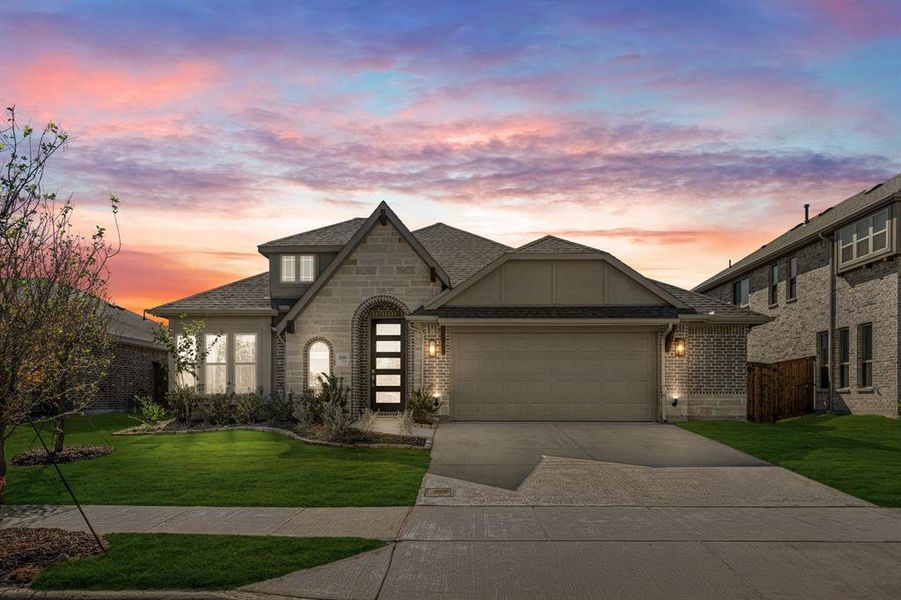 Front exterior of a new home in Waterscape Classic 60s, Royse City, TX, highlighting curb appeal (Image 18). Front exterior of a new home in Waterscape Classic 60s, Royse City, TX, highlighting curb appeal (Image 18).