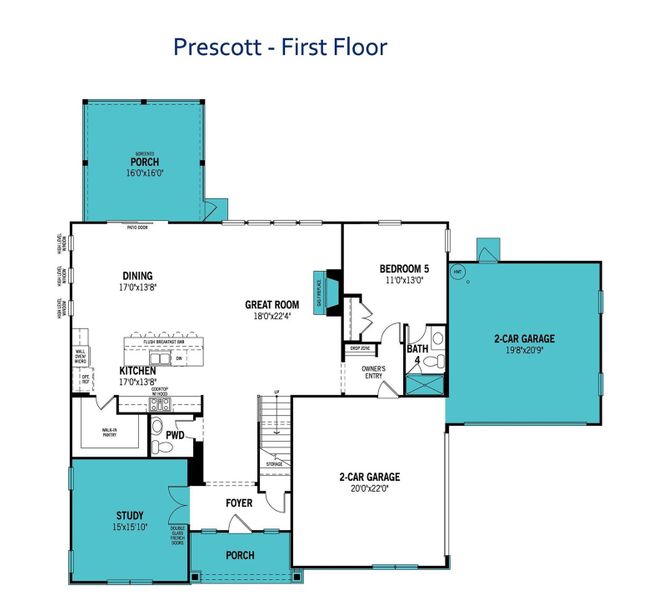 2D floor plan layout of this home in Blair Place, Monroe, NC (Image 6).