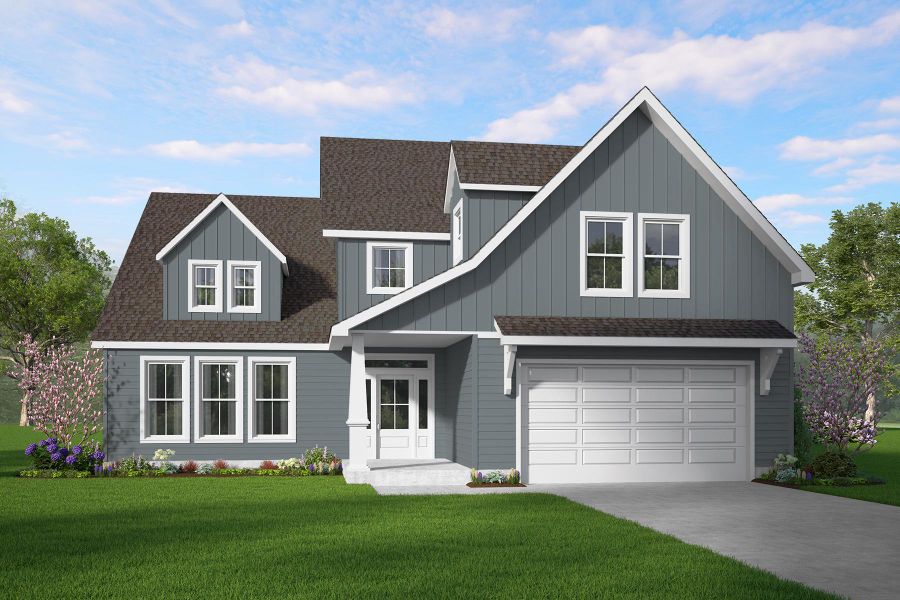 Front exterior of a new home in Walker's Pointe, Anderson, SC, highlighting curb appeal (Image 2). Front exterior of a new home in Walker's Pointe, Anderson, SC, highlighting curb appeal (Image 2).