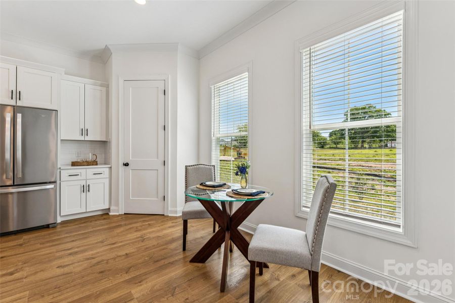 Large windows by dining area
