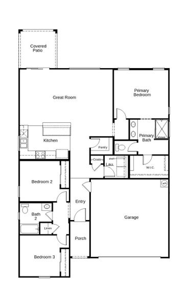 2D floor plan layout of this home in Skyline Village Enclaves, San Tan Valley, AZ (Image 2).