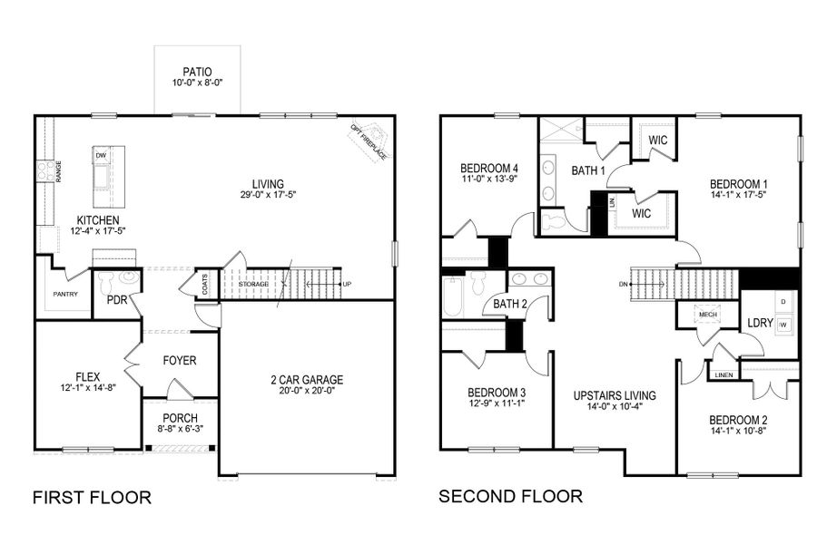 2D floor plan layout for the Green by D.R. Horton in Catlett Cove, Knoxville, TN (Image 2).