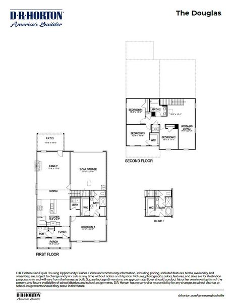 2D floor plan layout for the DOUGLAS A by D.R. Horton in Reserve at Hickory Ridge, Columbia, TN (Image 3).
