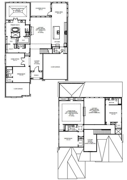2D floor plan layout for the 3719W by Perry Homes in Everly 60', Hockley, TX (Image 3).