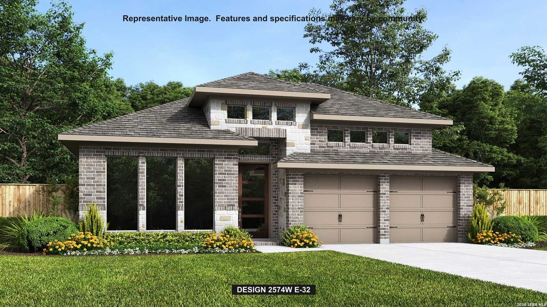 Front exterior of a new home in Esperanza, Boerne, TX, highlighting curb appeal (Image 1). Front exterior of a new home in Esperanza, Boerne, TX, highlighting curb appeal (Image 1).