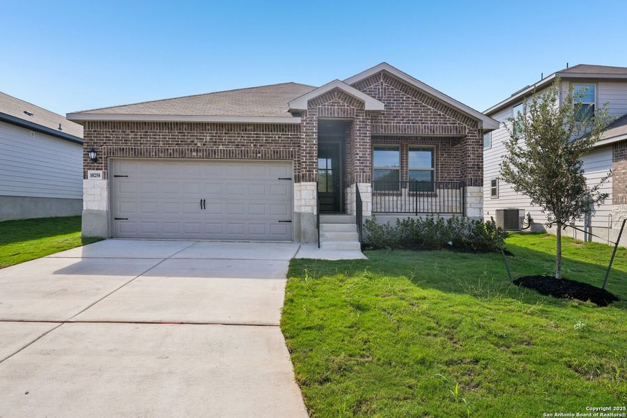 Front exterior of a new home in Royal Crest, San Antonio, TX, highlighting curb appeal (Image 1). Front exterior of a new home in Royal Crest, San Antonio, TX, highlighting curb appeal (Image 1).