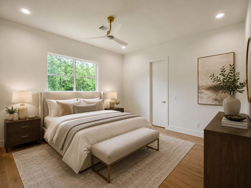 Bedroom #3 is spacious and window overlooks the front of home. The walk-in closet is spacious with built-ins. Bedroom #3 is spacious and window overlooks the front of home. The walk-in closet is spacious with built-ins.