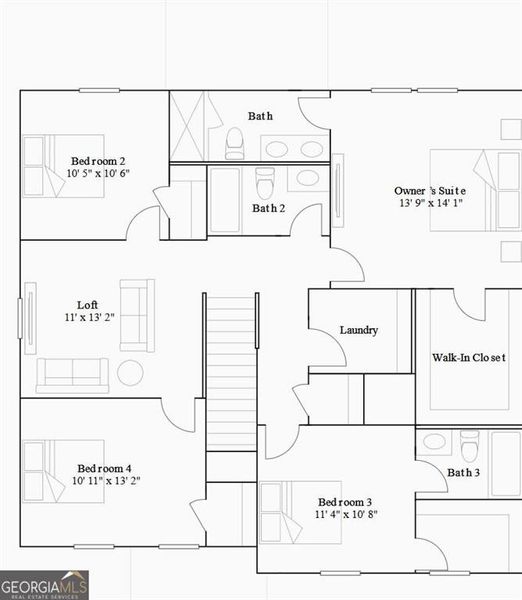 2D floor plan layout of this home in , Locust Grove, GA (Image 3).