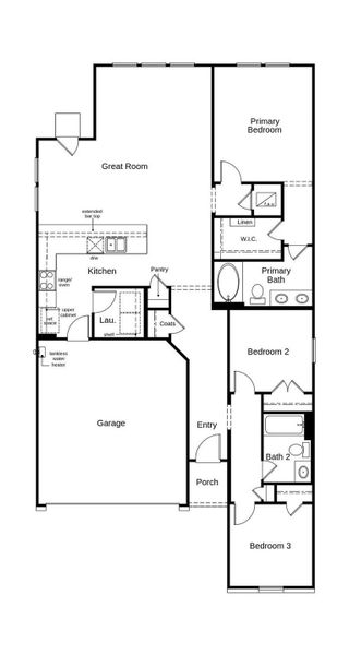 This floor plan features 3 bedrooms, 2 full baths, and over 1,400 square feet of living space. This floor plan features 3 bedrooms, 2 full baths, and over 1,400 square feet of living space.