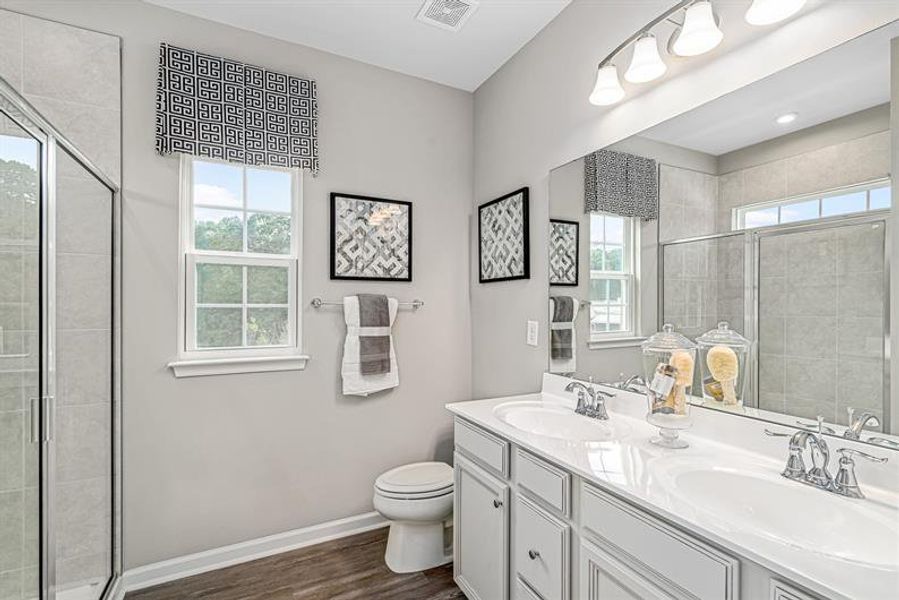Furnished interior view inside a new home in The Mills at Rocky River Townhomes, Concord (Image 13). Furnished interior view inside a new home in The Mills at Rocky River Townhomes, Concord (Image 13).