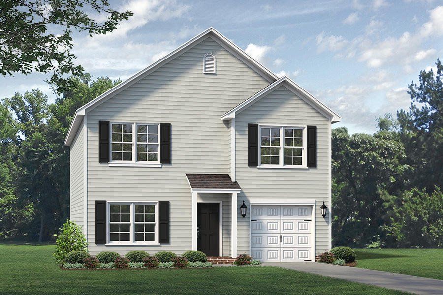 Representative exterior photo of a completed home built from the Vermont by Keystone Homes NC in Brassfield Meadows, Burlington, NC (Image 2). Representative exterior photo of a completed home built from the Vermont by Keystone Homes NC in Brassfield Meadows, Burlington, NC (Image 2).