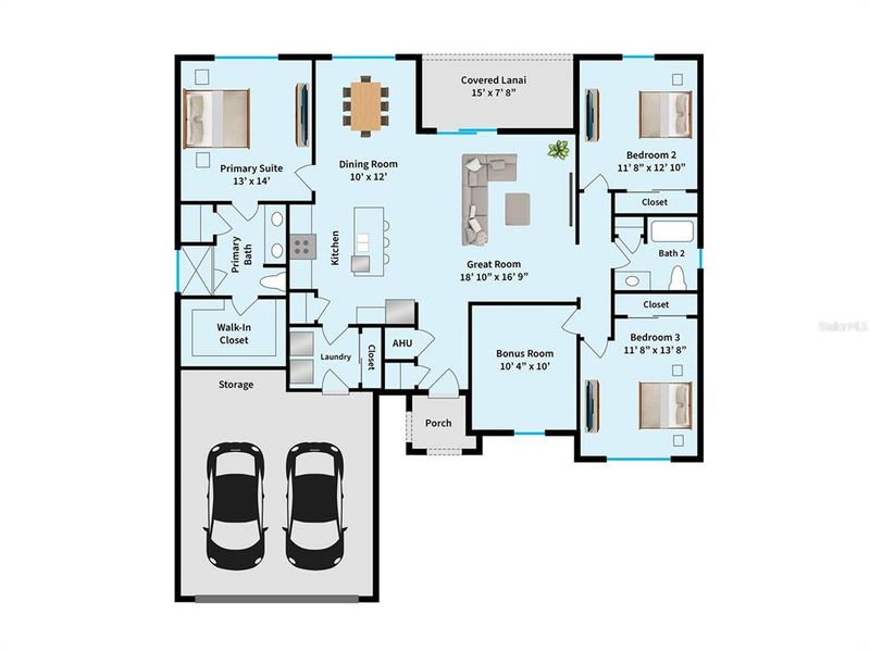 2D floor plan layout of this home in , Cape Coral, FL (Image 3).