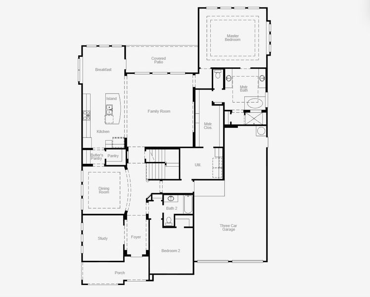 2D floor plan layout for the Caddo II by Coventry Homes in South Pointe 65', Mansfield, TX (Image 3).