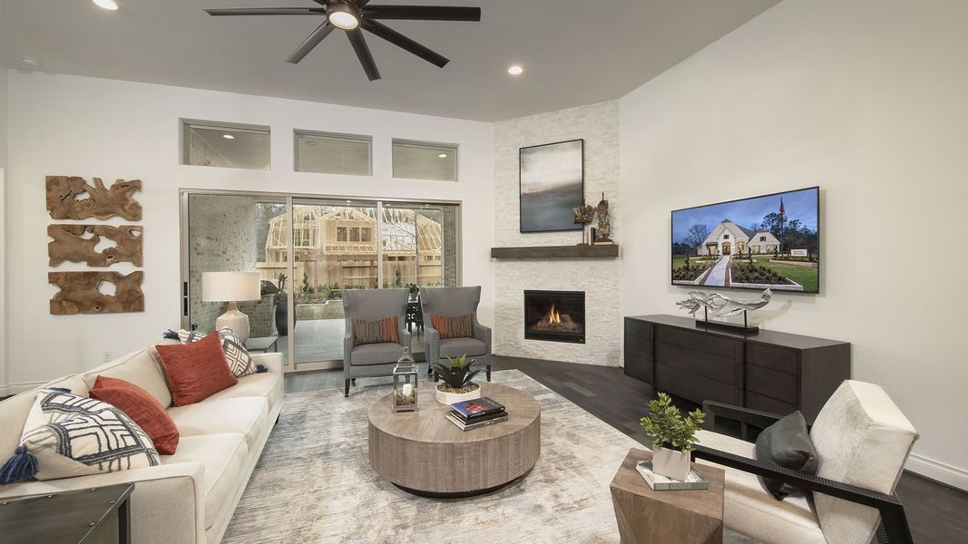 Representative furnished interior of a home built from the 3578W by Perry Homes in Lakes of Cane Island, Katy (Image 28).