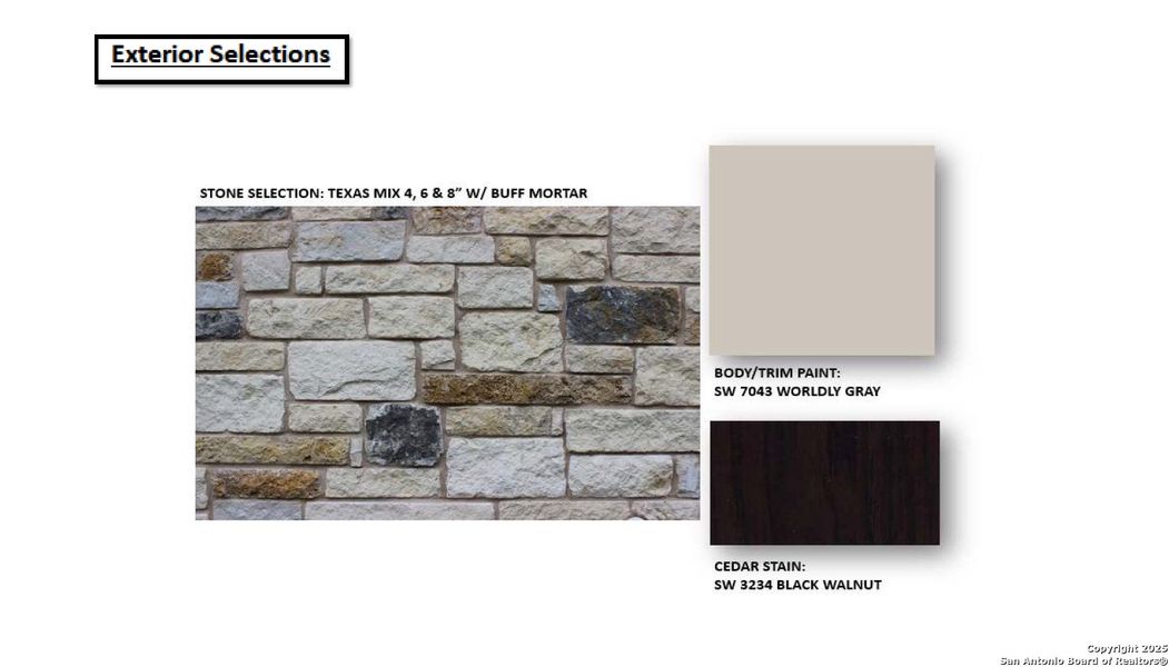 Sample of building materials used in homes in Homestead 65', Schertz (Image 35).