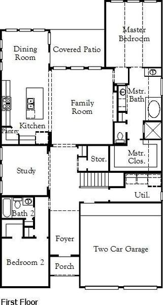 2D floor plan layout of this home in Hillside Village, Celina, TX (Image 4).