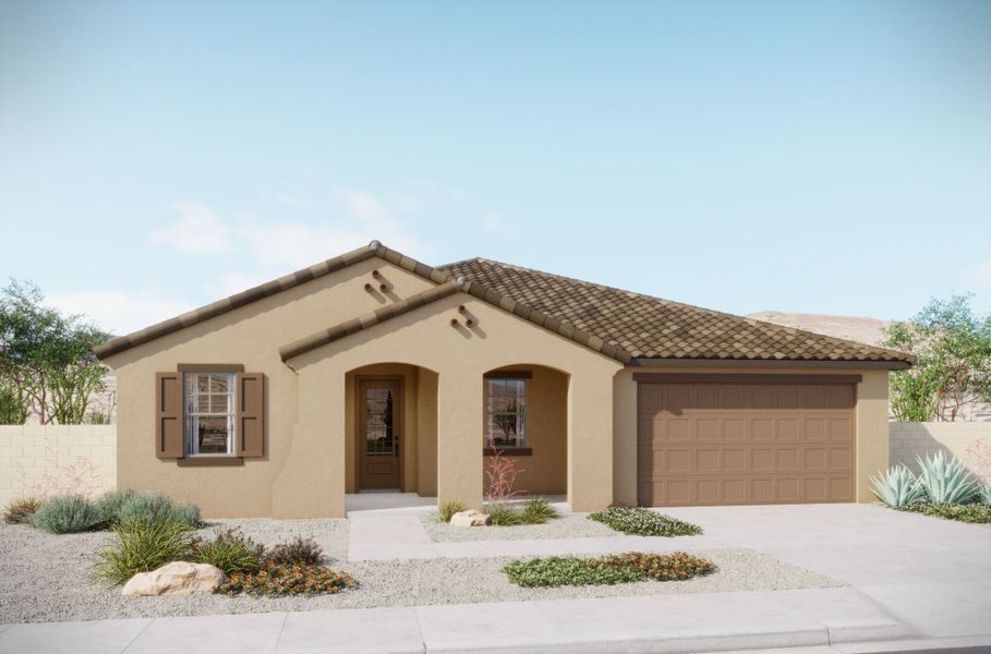 Representative exterior photo of a completed home built from the Apple by Mattamy Homes in Tavira at Twin Peaks, Marana, AZ (Image 4).