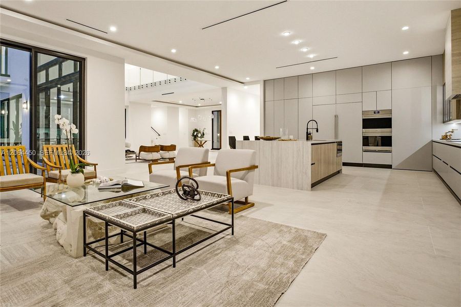 Family room open to the kitchen
