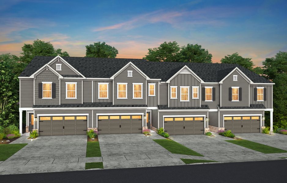 Front exterior of a new home in Galloway Towns, Charlotte, NC, highlighting curb appeal (Image 26).