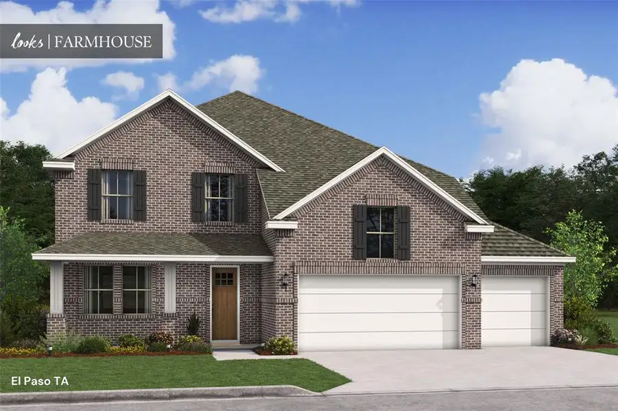 Stunning El Paso home design with elevation TA built by K. Hovnanian Homes in beautiful Cane Crossing. (*Artist rendering used for illustration purposes only.)