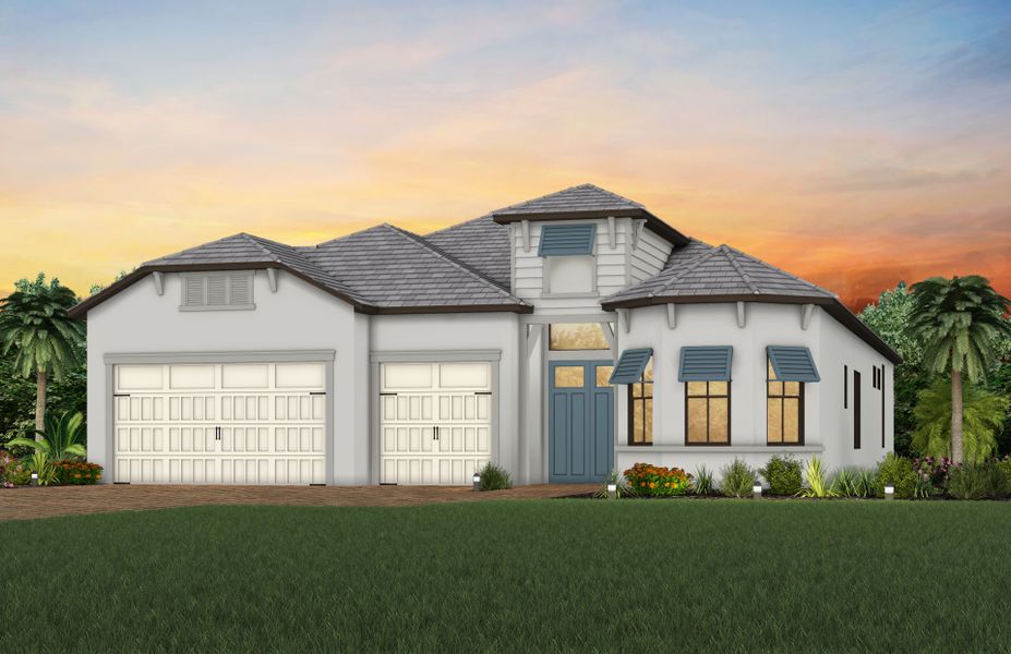 Representative exterior photo of a completed home built from the Layton by DiVosta in Terreno, Naples, FL (Image 19).