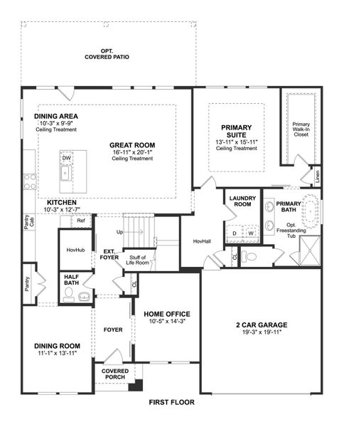 2D floor plan layout for the Malmo by K. Hovnanian® Homes in Sundance Cove, Crosby, TX (Image 3). 2D floor plan layout for the Malmo by K. Hovnanian® Homes in Sundance Cove, Crosby, TX (Image 3).