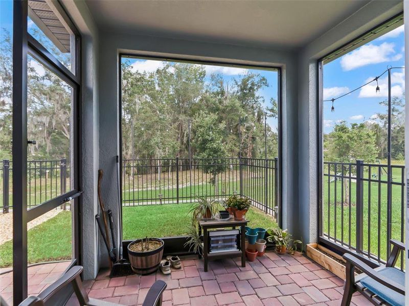 Exterior details and patio area of a home in Fox Pointe at Rivers Edge, Leesburg (Image 30).