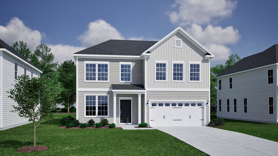 Representative exterior photo of a completed home built from the Cooper - Vanguard Collection by Mungo Homes in Scotts Hill Village, Wilmington, NC (Image 8).
