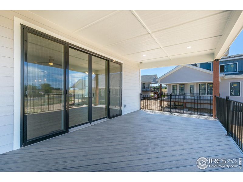 This is he expansive Trex covered back deck accessed from the living room