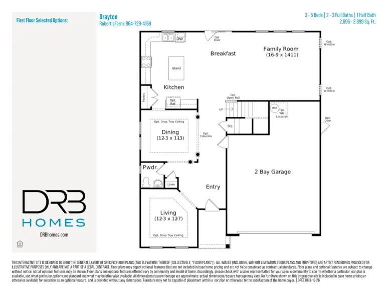 2D floor plan layout of this home in Robert's Farm, Greenville, SC (Image 3).