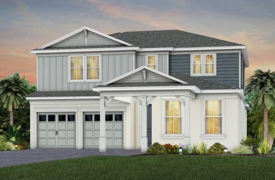 Exterior Design. Artistic rendering for this new construction home. Pictures are for illustrative purposes only. Elevations, colors and options may vary.