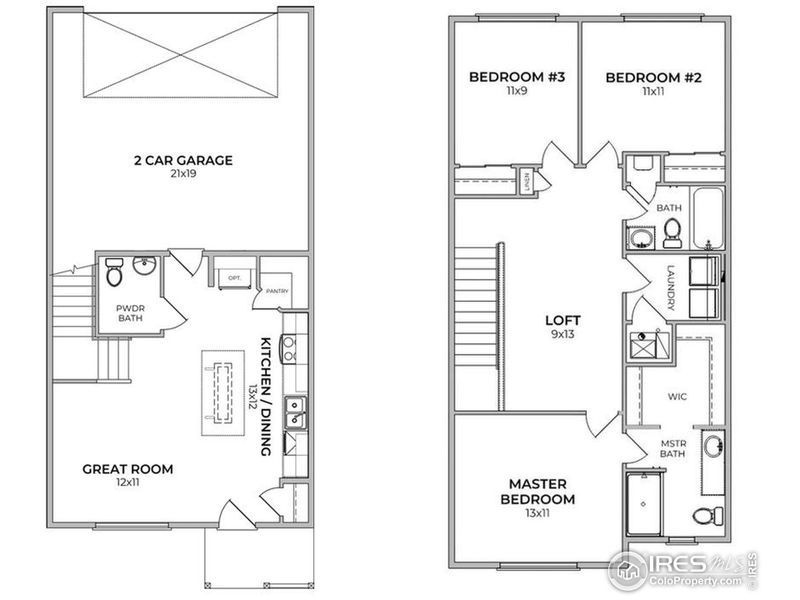 2D floor plan layout of this home in Liberty Draw, Evans, CO (Image 3).