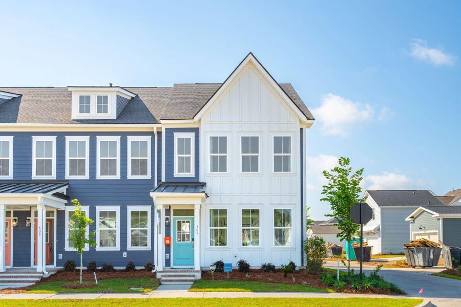 Front exterior of a new home in Townhomes at Nexton, Summerville, SC, highlighting curb appeal (Image 12).