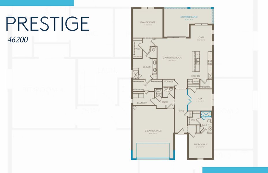 2D floor plan layout of this home in Del Webb Oak Creek, North Fort Myers, FL (Image 4).