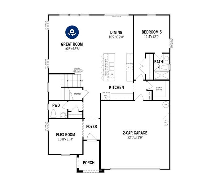 2D floor plan layout for the Voyageur by Mattamy Homes in Fox Field Farms, Broadway, NC (Image 4). 2D floor plan layout for the Voyageur by Mattamy Homes in Fox Field Farms, Broadway, NC (Image 4).
