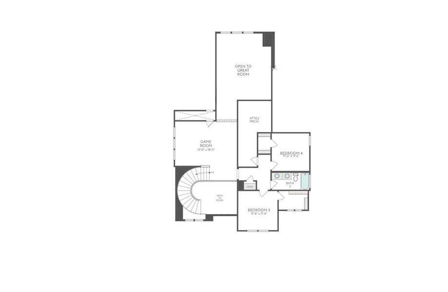 2D floor plan layout for the Goldeneye by Tri Pointe Homes in Oakhill Reserve, Tomball, TX (Image 4).
